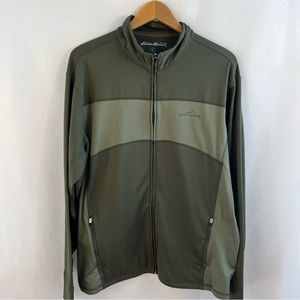 Eddie Bauer Full Zip Jacket Mens L Large Green Long Sleeve Pockets Track Coat